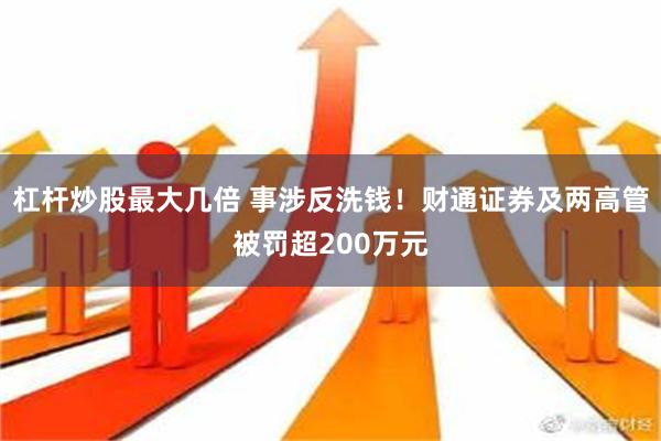 杠杆炒股最大几倍 事涉反洗钱！财通证券及两高管被罚超200万元